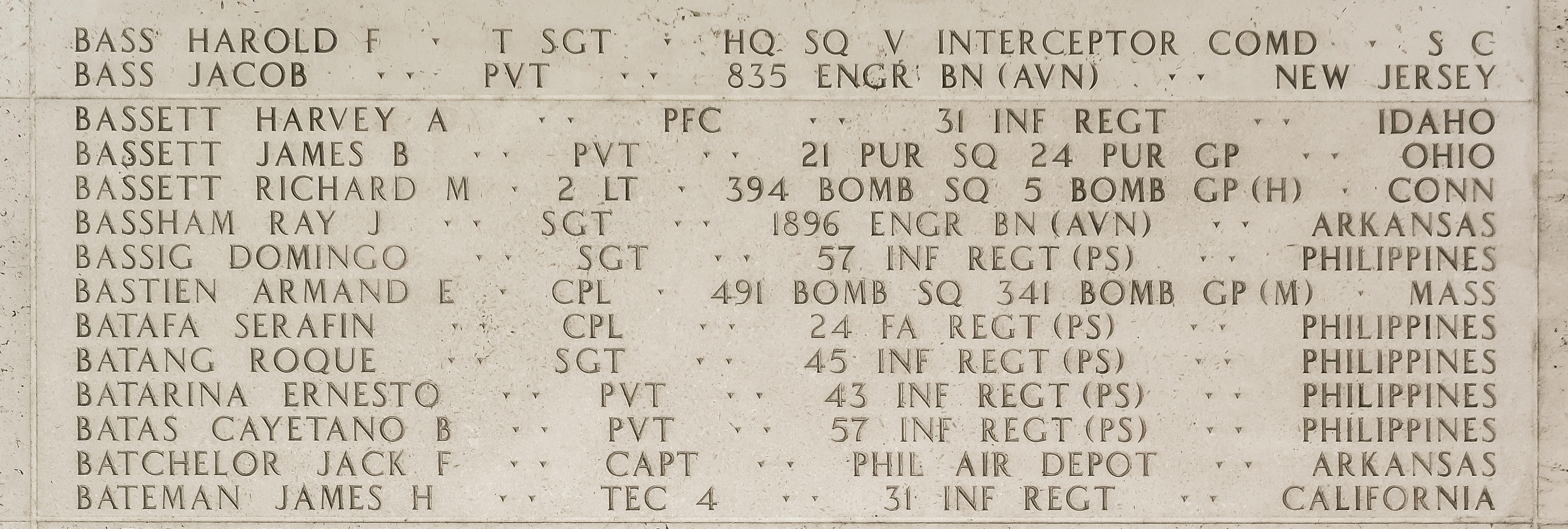 James H. Bateman, Technician Fourth Grade